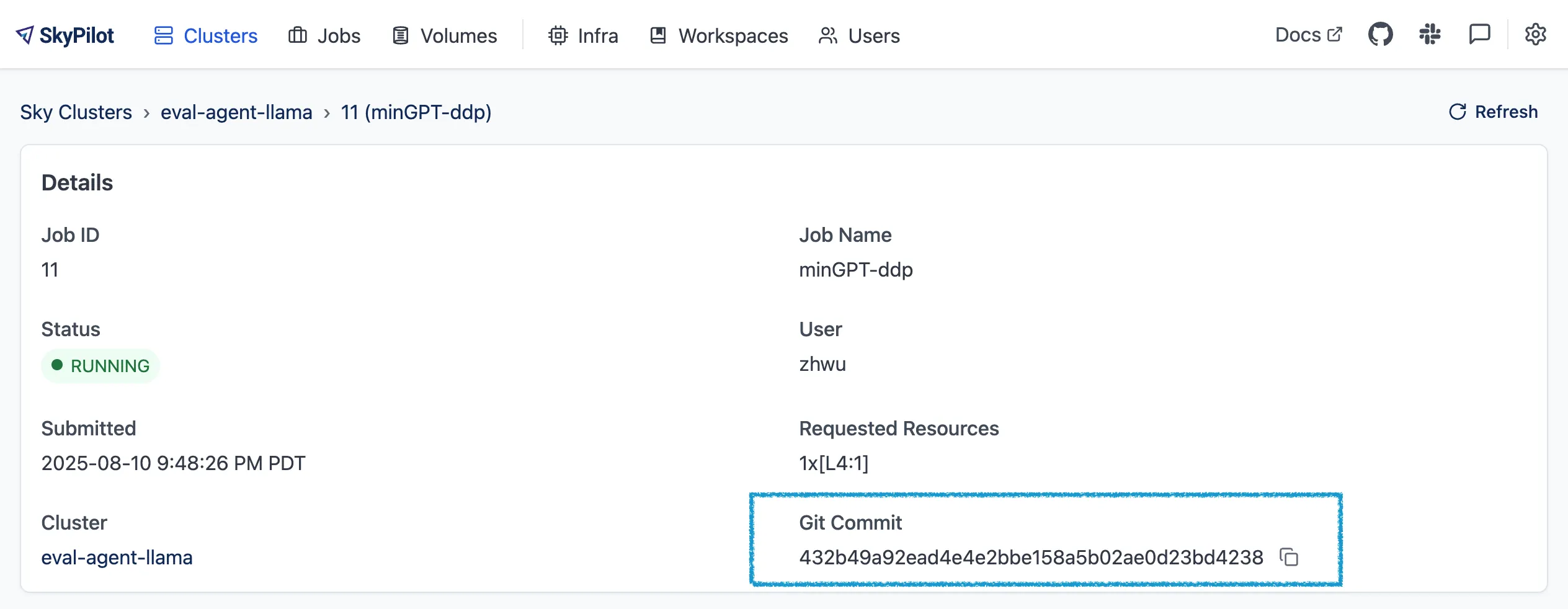 Git Commit in Dashboard