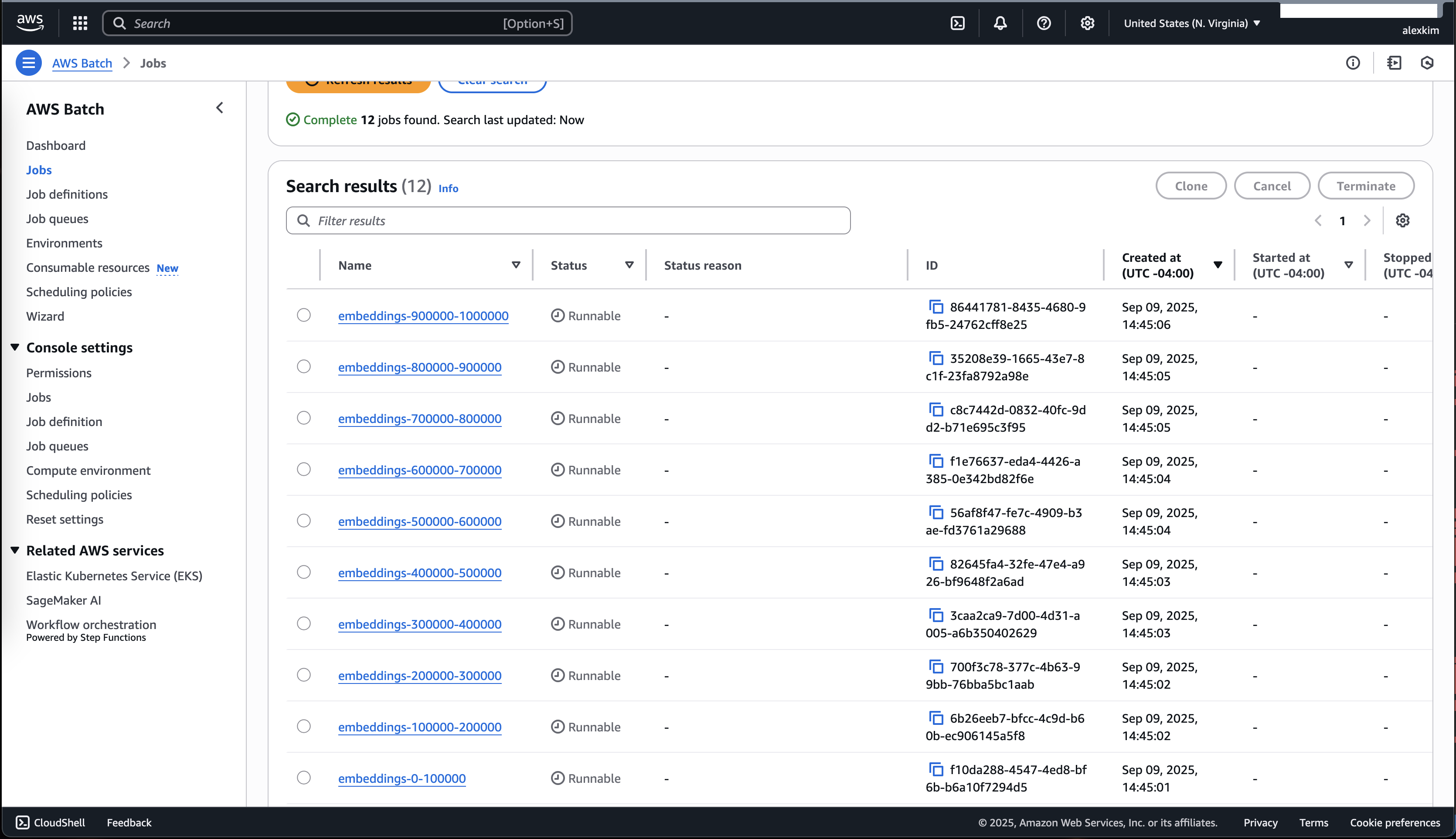 AWS Batch jobs queued in AWS Console