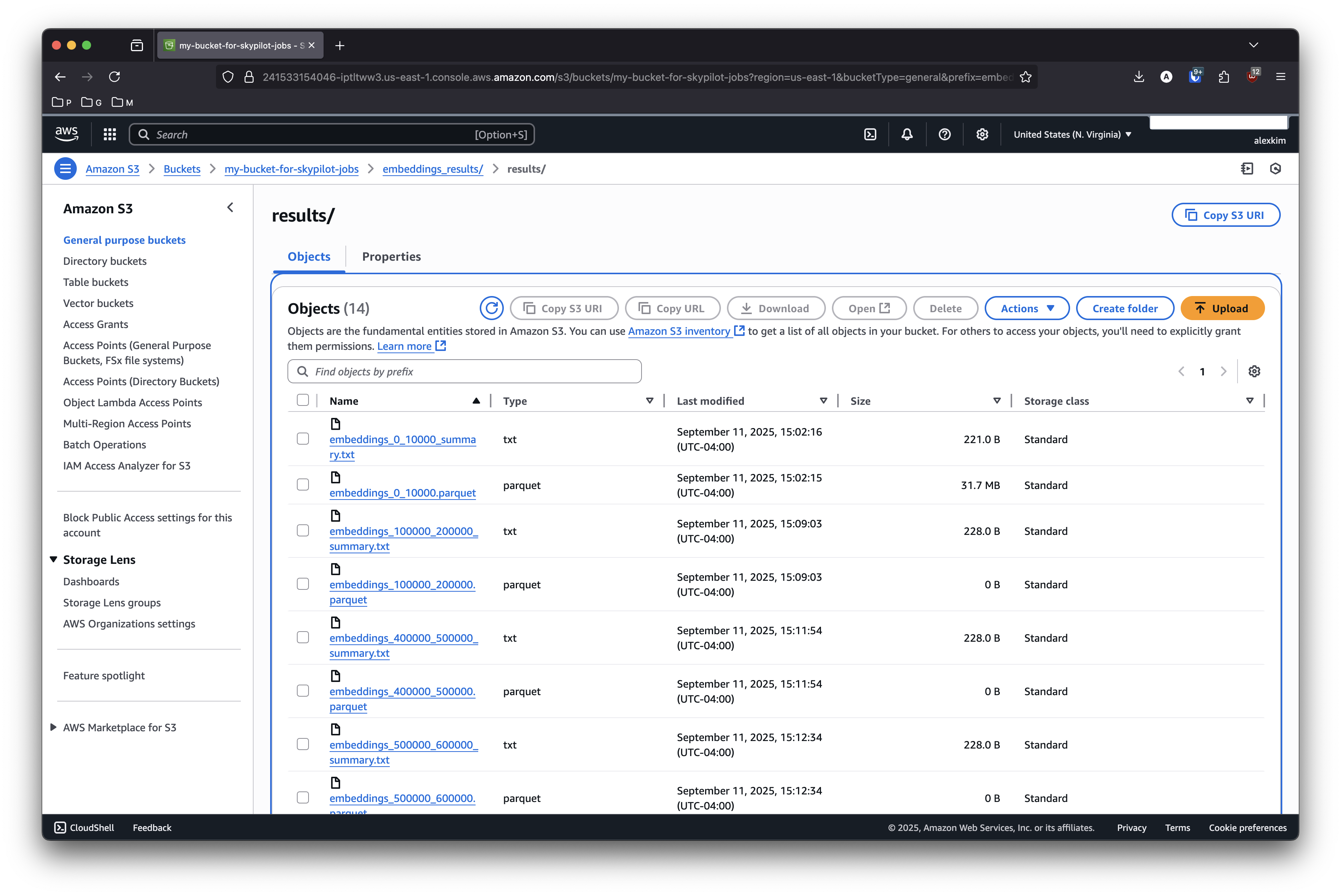 Resulting parquet files in S3 created by SkyPilot jobs